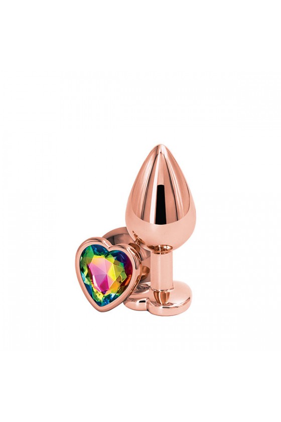 Plug anale medium in oro rosa con diamante a forma di cuore